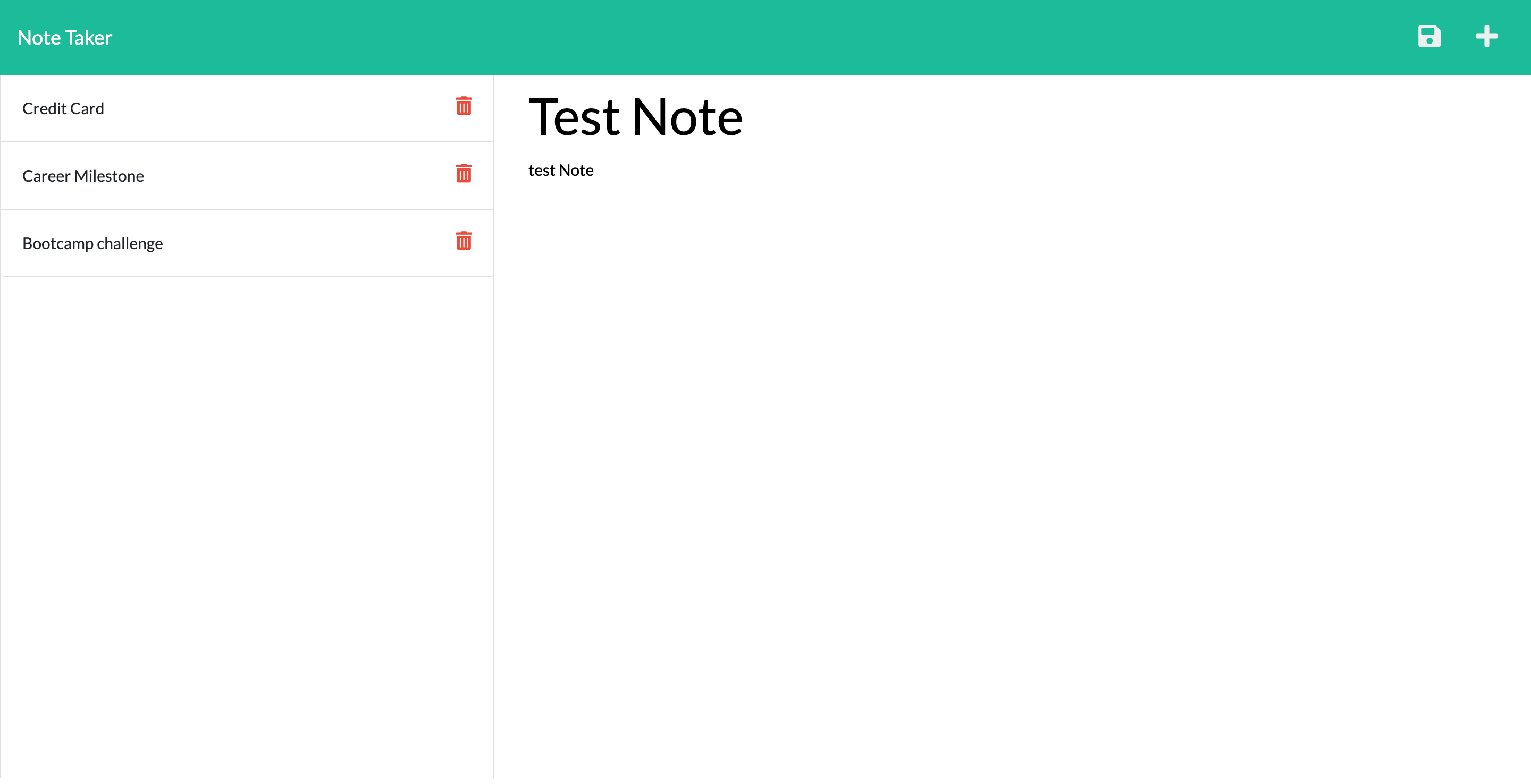 Snapshot of Note down App